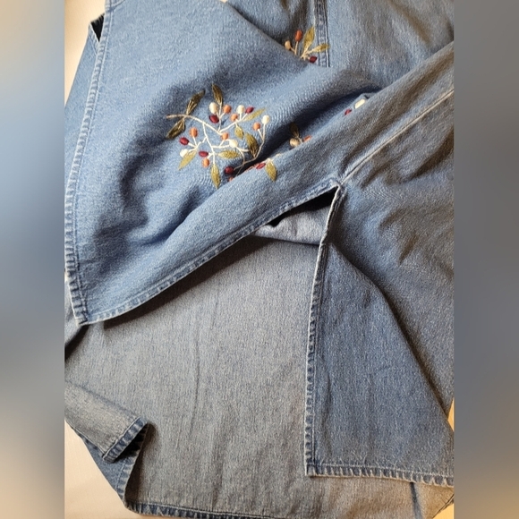 Vintage VTG Jamie Brooke Chambray Floral Dress sz XL - Picture 3 of 11